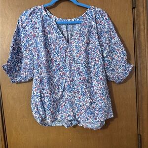 Floral Blue and Red Women's Top